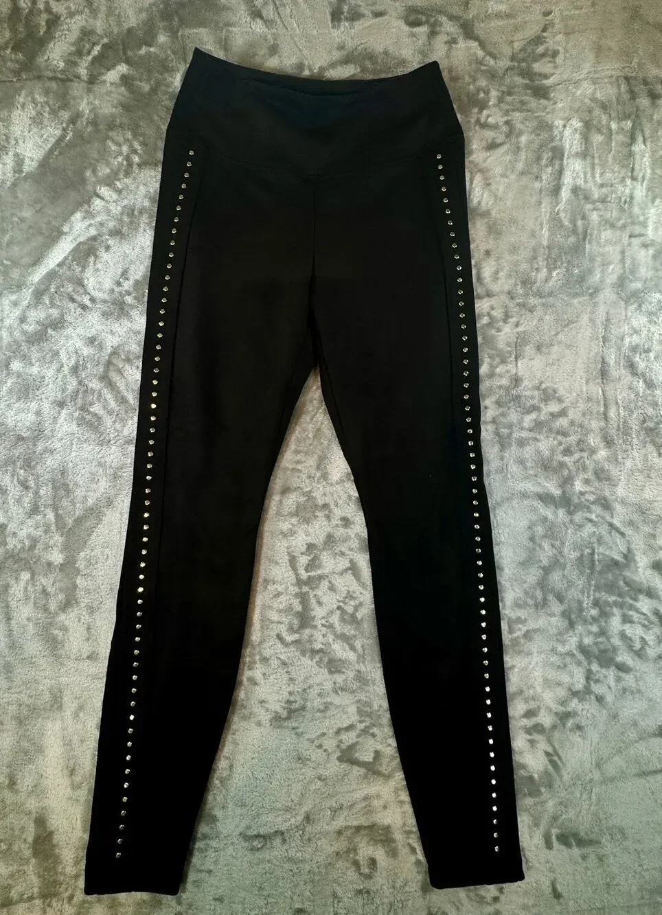 White House Black Market Runway Leggings Size 8L Black Faux Suede Studded Tall